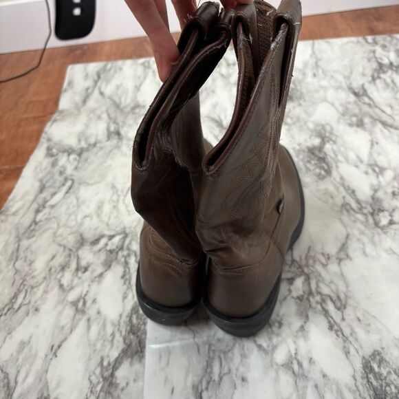 Justin Boots Brown Leather Cowboy Farm Boots Western Shoe Size Mens 10D JB1100 - Picture 5 of 7